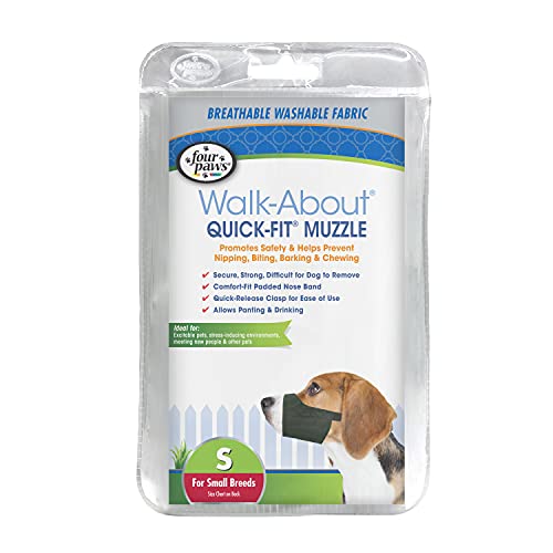 Four Paws Walk-About Quick-Fit Adjustable Dog Muzzle for Small Dogs, Washable & Breathable, Black, 1 Count - Image 1