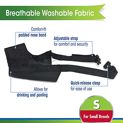 Four Paws Walk-About Quick-Fit Adjustable Dog Muzzle for Small Dogs, Washable & Breathable, Black, 1 Count - Image 2