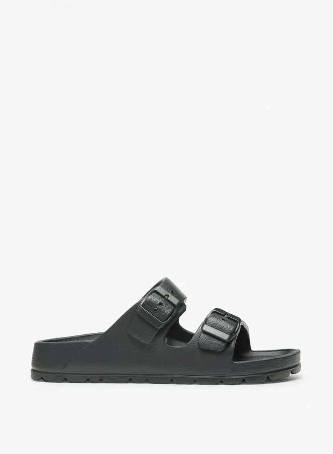 سيليست Womens Solid Slip-On Sandals with Buckle Detail