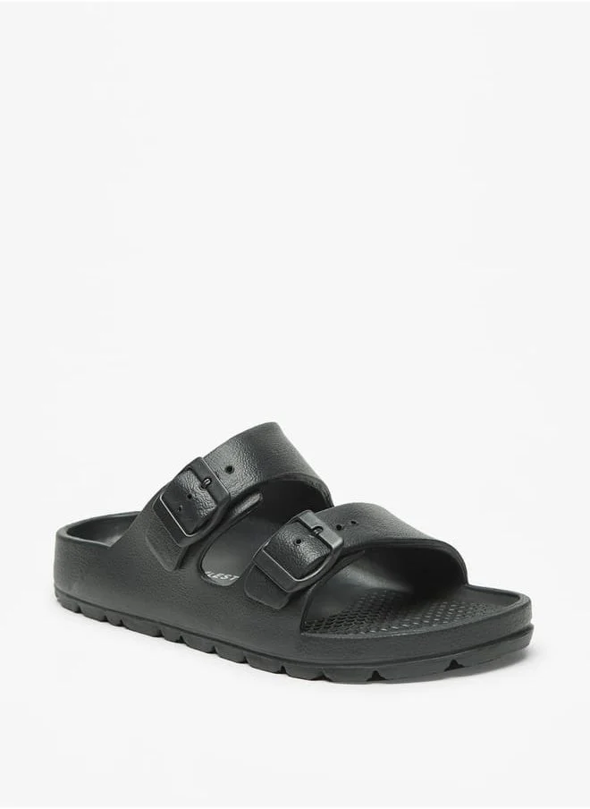سيليست Womens Solid Slip-On Sandals with Buckle Detail