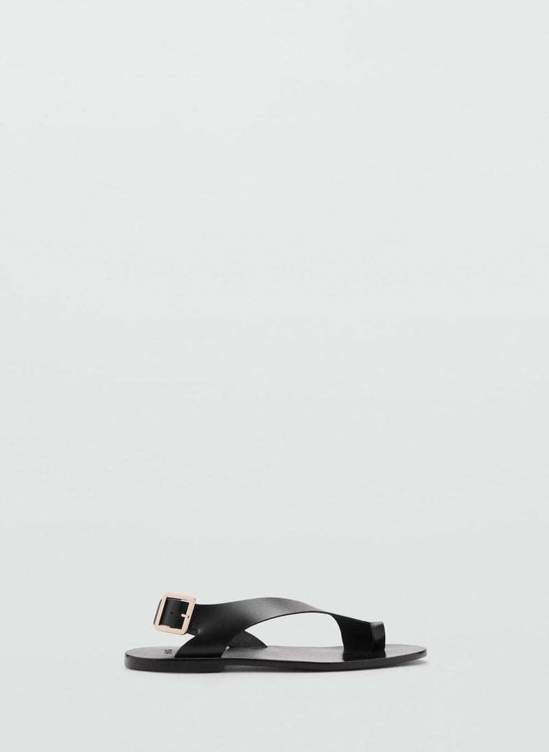 MANGO Casual Leather Cross Strap Sandals  - Image 1