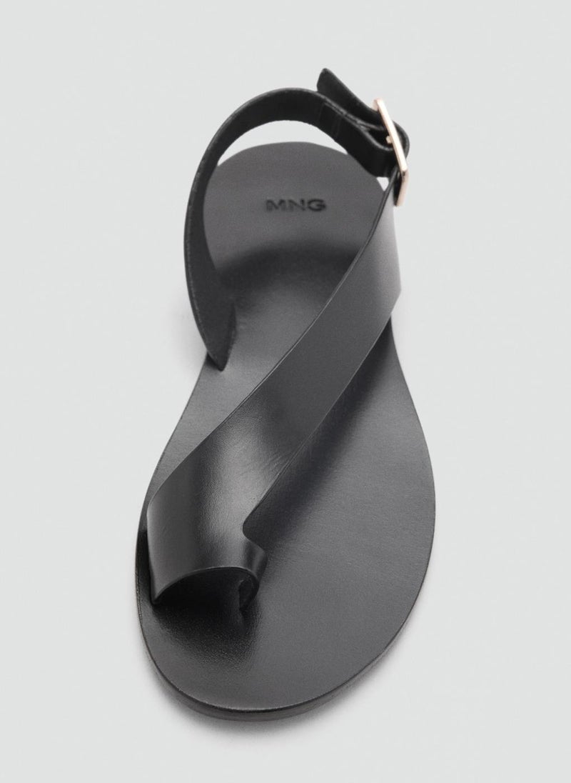 MANGO Casual Leather Cross Strap Sandals  - Image 4
