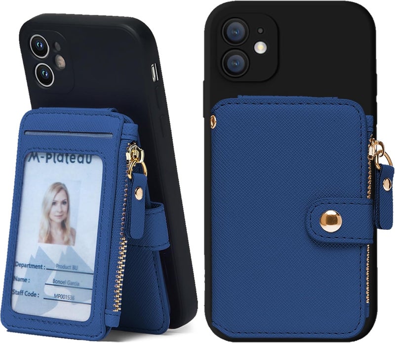M-Plateau Phone Wallet Stick On, Credit Card Holder for Women Attachable 3M Sticker,Phone Card Holder Compatible with iphone 15 pro case and Most Smartphones (Dark Blue) - Image 1
