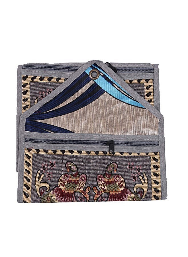 Kuber Industries Square Printed Wall Hanging Magazine Letter Holder|Oval Print Organizer With 3 Zipper Pockets (Grey) -CTKTC7246 - Image 4