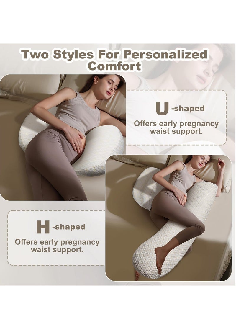 وسادة الحمل، وسادة النوم الجانبي للحوامل، تدعم الخصر والبطن والساقين، مريحة للنوم الجانبي مع دعم للخصر والبطن والظهر على شكل حرف U متعددة الوظائف، قابلة للفك وغسيلها - Image 5