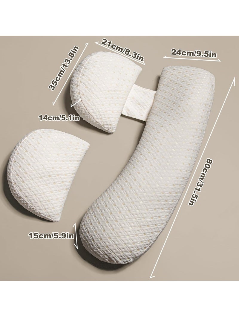 وسادة الحمل، وسادة النوم الجانبي للحوامل، تدعم الخصر والبطن والساقين، مريحة للنوم الجانبي مع دعم للخصر والبطن والظهر على شكل حرف U متعددة الوظائف، قابلة للفك وغسيلها - Image 2