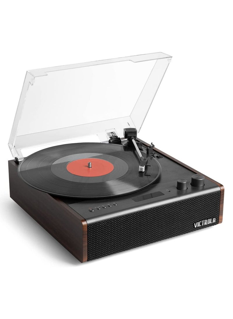 VICTROLA Victrola Eastwood Signature Hybrid Bluetooth Record Player 3 Speed Belt Driven Turntable with Bluetooth Speakers and Audio Technica Catridge Espresso  - Image 1