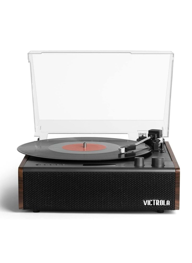 VICTROLA Victrola Eastwood Signature Hybrid Bluetooth Record Player 3 Speed Belt Driven Turntable with Bluetooth Speakers and Audio Technica Catridge Espresso  - Image 2