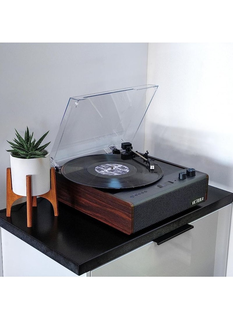 VICTROLA Victrola Eastwood Signature Hybrid Bluetooth Record Player 3 Speed Belt Driven Turntable with Bluetooth Speakers and Audio Technica Catridge Espresso  - Image 5
