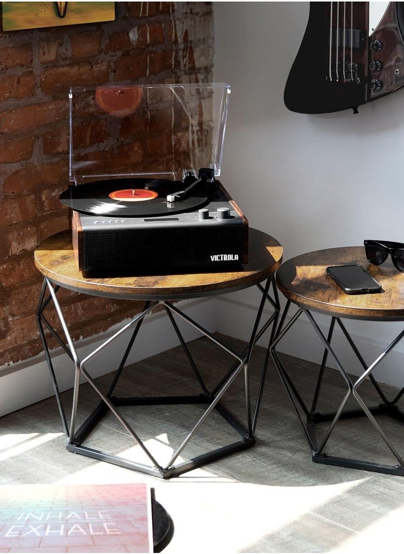 VICTROLA - Victrola Eastwood Signature Hybrid Bluetooth Record Player 3 Speed Belt Driven Turntable with Bluetooth Speakers and Audio Technica Catridge Espresso - Image 1