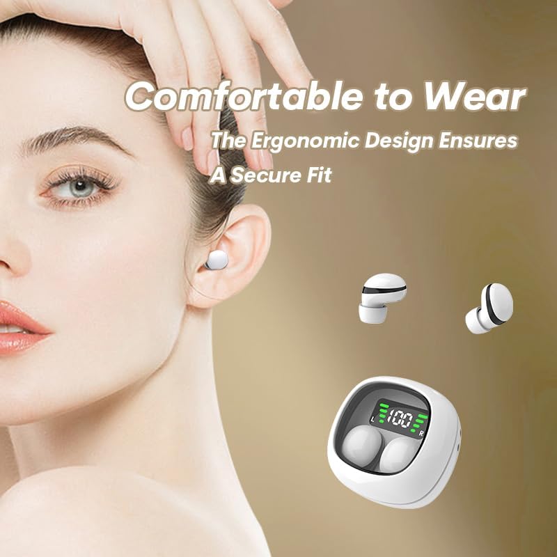 Loluka Black Invisible Earbuds Bluetooth, Discreet Smallest Hidden Tiny Bluetooth Mini Micro Earbuds for Work, Invisible Sleep Wireless Earphone Waterproof Headphones for Small Ears Canals Buds - Image 2