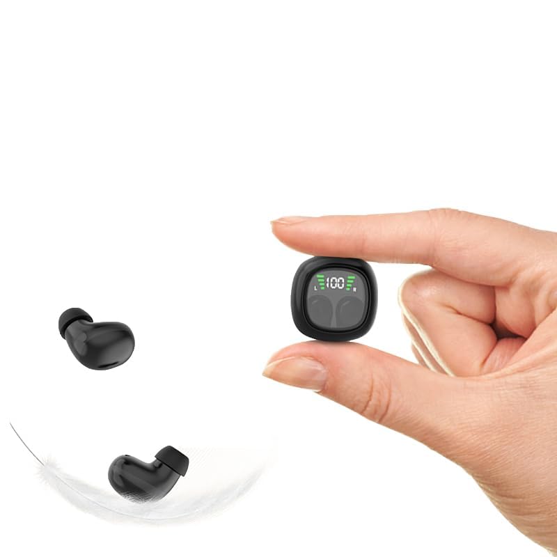 Loluka Black Invisible Earbuds Bluetooth, Discreet Smallest Hidden Tiny Bluetooth Mini Micro Earbuds for Work, Invisible Sleep Wireless Earphone Waterproof Headphones for Small Ears Canals Buds - Image 1