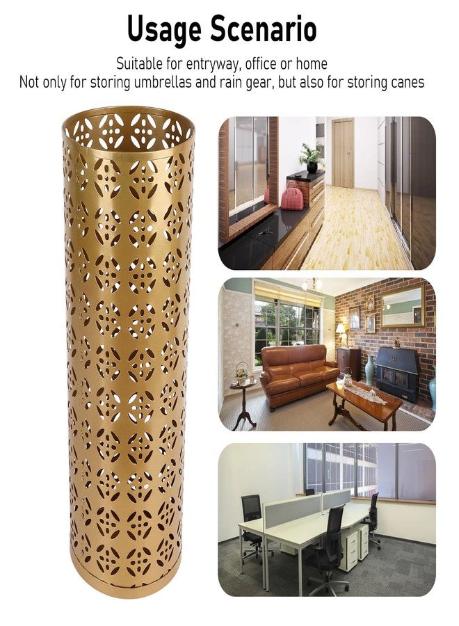 Fockety Metal Umbrella Holder, Round Proof Umbrella Storage Organizer Hollow Copper Pattern Umbrella Organizer Bin Umbrella Stand Rack for Home Entryway Hotel Office Decor - Image 3