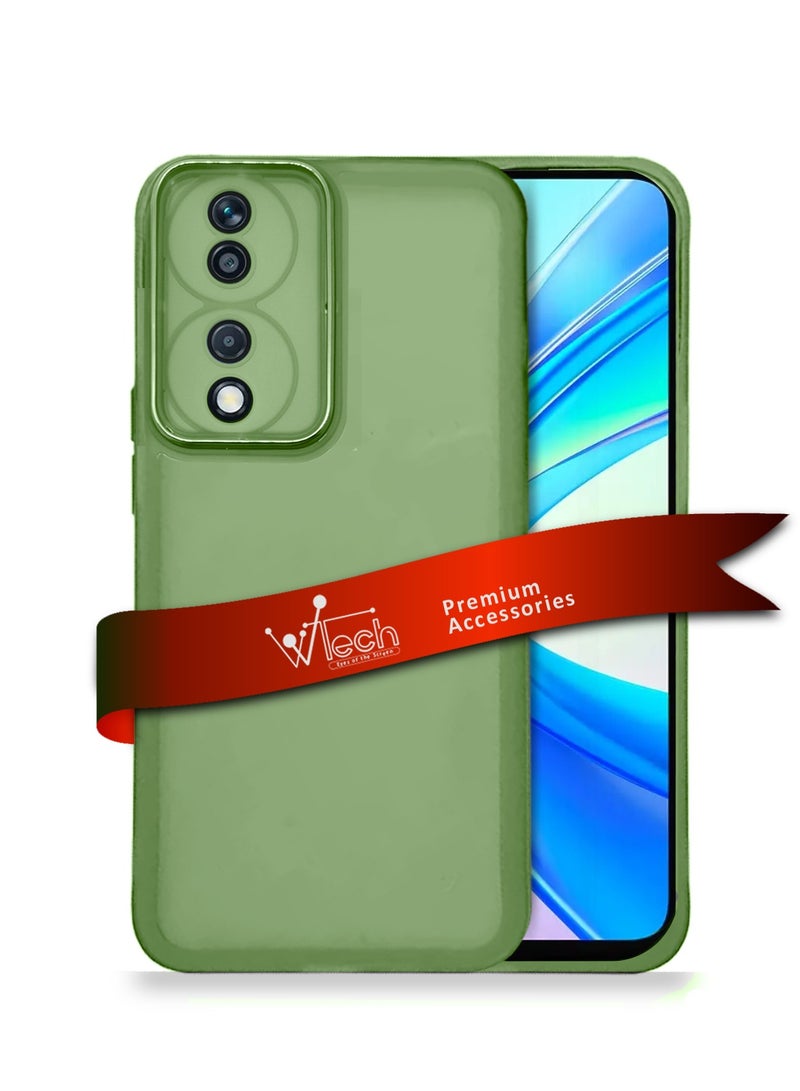 Wtech Soft Transparent TPU Silicone Ultra Thin Phone Stylish Electroplated Camera Border Case Cover For Honor X7b 4G 2023 Olive - Image 1