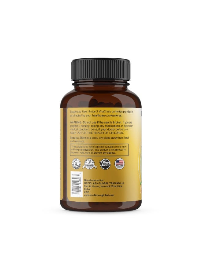 VitaClass 5-in-1 Manuka Honey Immunity Gummies for Adults | Vitamin C, Zinc, Echinacea & Ginger | Natural Lemon Flavor | 60 Gummies - Image 2