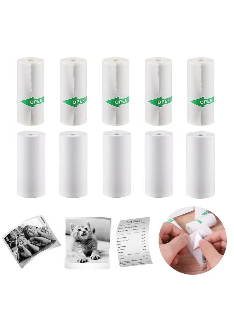 URBBKING 10 Rolls mini printer paper,for Inkless Mini Pocket Printer,Portable Thermal Printer, Sticker Printer Paper,Including 5 rolls of adhesive thermal Paper for Photo Journal Notes Memo, 57x25mm - Image 1
