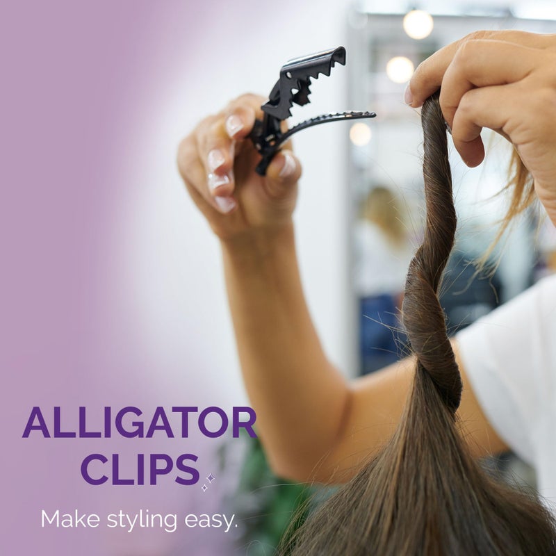 Curl Keeper Alligator Clips for Hair Styling, 4 Clips - Strong Grip & No Slip Plastic Alligator Hair Clips for Styling & Sectioning for Women - Salon Gator Clips for All Hair Types, Heavy & Wet Hair - Image 5