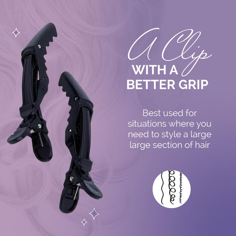 Curl Keeper Alligator Clips for Hair Styling, 4 Clips - Strong Grip & No Slip Plastic Alligator Hair Clips for Styling & Sectioning for Women - Salon Gator Clips for All Hair Types, Heavy & Wet Hair - Image 2