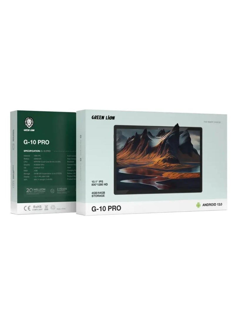 GREEN LION - G-10 Pro Tablet with 4 GB RAM & 64 GB Storage, 5000 mAh Battery Capacity, Bluetooth 5.0, 4-5 Hours Battery Life, 2 MP Front Camera, 5 MP Rear Camera - Black - Image 1
