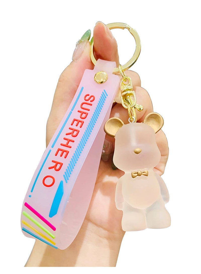 SYOSI Bear Keychains, Key Chain Bear Accessories for Women Girls, Key Ring for Car Keys, Handbags, Backpack, Wallet, Keychain Bracelets Pink  - Image 1