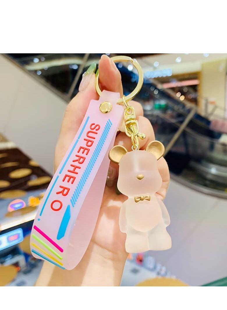 SYOSI Bear Keychains, Key Chain Bear Accessories for Women Girls, Key Ring for Car Keys, Handbags, Backpack, Wallet, Keychain Bracelets Pink  - Image 2