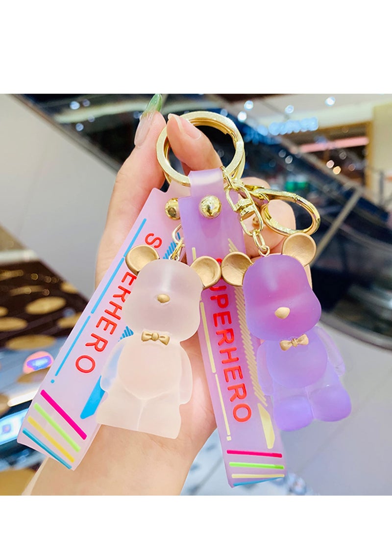 SYOSI Bear Keychains, Key Chain Bear Accessories for Women Girls, Key Ring for Car Keys, Handbags, Backpack, Wallet, Keychain Bracelets Pink  - Image 3