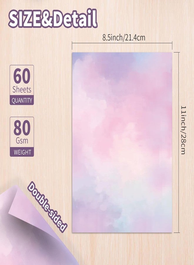 fuceury 60 Sheets Watercolored Stationery Paper, 8.5 x 11 inch Double-Sided Pastel Paper for Writing Letters and Invitations(Style 01) - Image 2