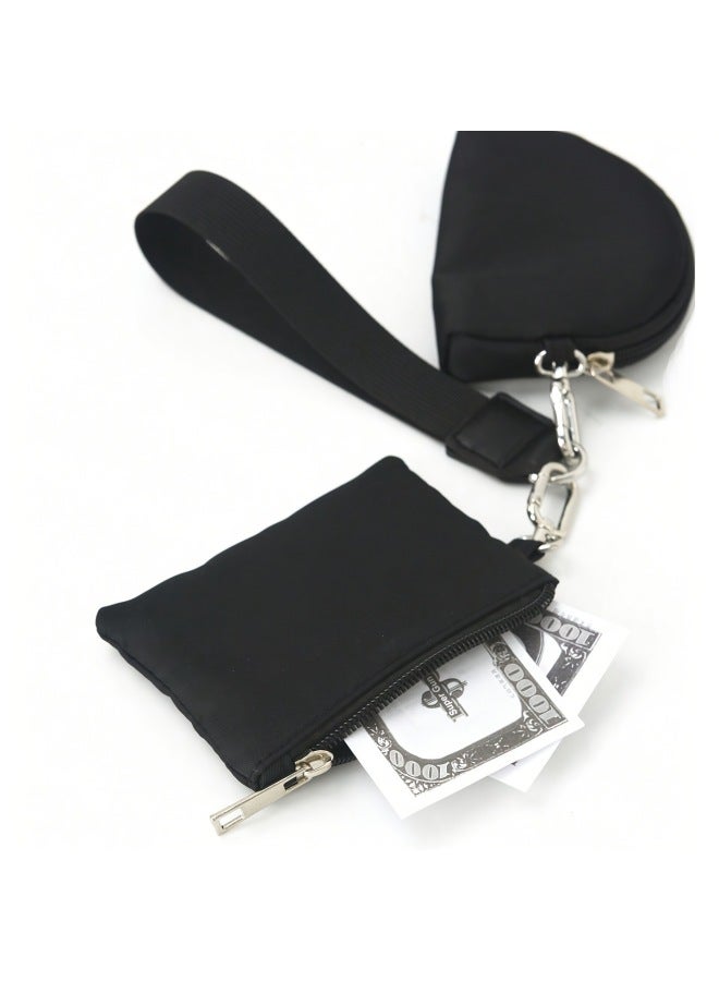 Generic Women's Wristlet Lulu Same Style Multi-functional Fashion Portable Simple Bank Card Mini Coin Purse Women's Key Bag-Color:Khaki - Image 5