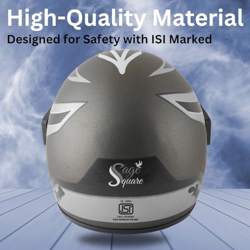Sage Square Audi Kimi Full Face Helmet | ISI Certified | Clear Visor | Ultra Comfort Inner Padding Extra Comfort & Stylish (Grey Matte- Silver Decal, XLarge) - Image 4