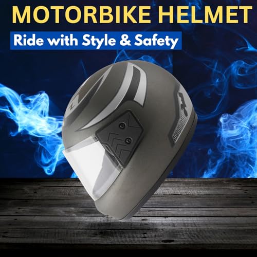 Sage Square Audi Kimi Full Face Helmet | ISI Certified | Clear Visor | Ultra Comfort Inner Padding Extra Comfort & Stylish (Grey Matte- Silver Decal, XLarge) - Image 2