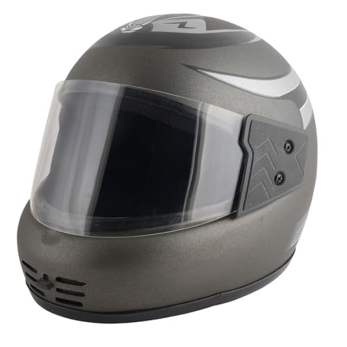 Sage Square Audi Kimi Full Face Helmet | ISI Certified | Clear Visor | Ultra Comfort Inner Padding Extra Comfort & Stylish (Grey Matte- Silver Decal, XLarge) - Image 1