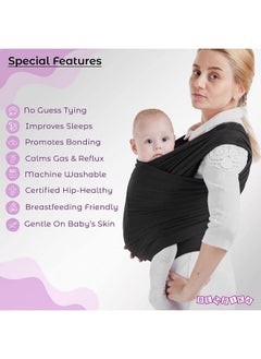 BEMBIKA Baby Essential Hands Free Baby Carrier Wrap Breathable Lightweight Baby Wrap Carrier Cloth Suitable For Newborn Infants (Black)  - Image 5