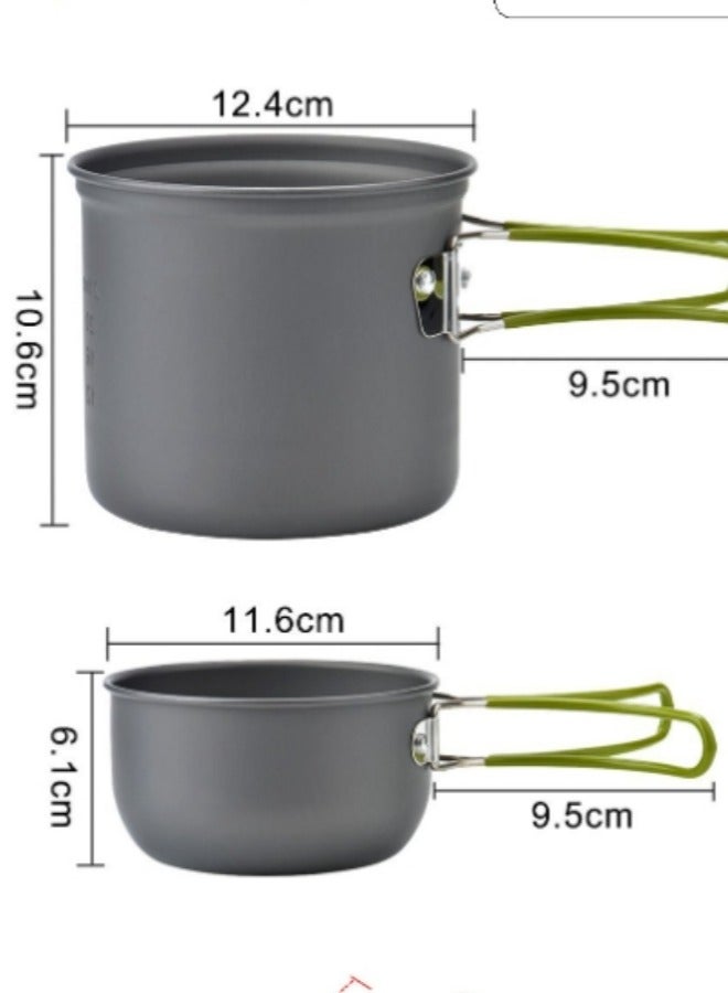 Complete Camping Cookware Mess Kit,12 Pcs Camping Kit- Non-Stick Lightweight Pot With Stove Stainless Steel Fork Spoon And Carry Mesh Bag,Portable Camping Utensils For Hiking,Picnics  - Image 2