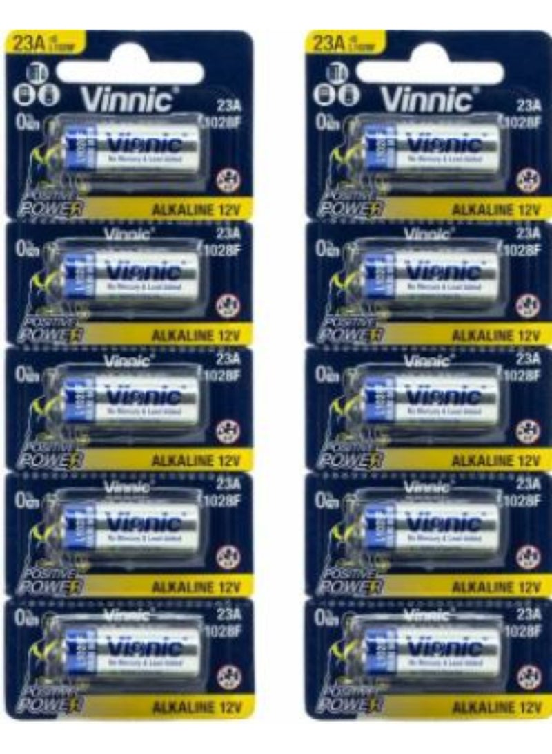 10 قطع من بطاريات Vinnic 23A القلوية (L1028F) بجهد 12 فولت