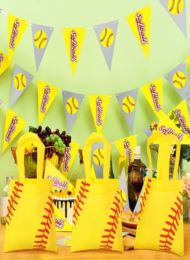 Tondiamo 24 Pcs Softball Goodie Bags - 7.9 x 7.9 Inch Non Woven Gift Bags with Handle for Softball Theme Birthday Party Supplies - Image 5