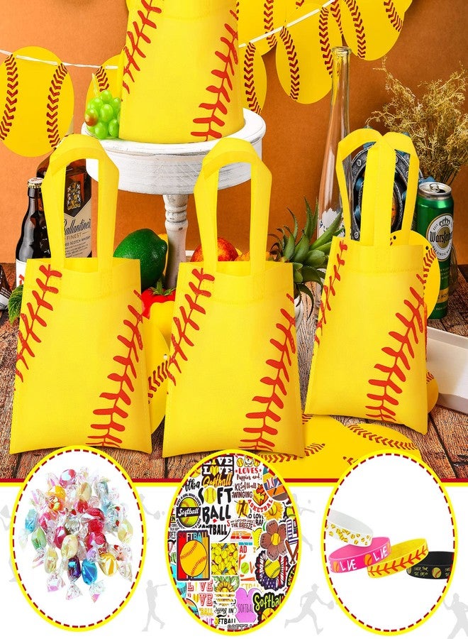 Tondiamo 24 Pcs Softball Goodie Bags - 7.9 x 7.9 Inch Non Woven Gift Bags with Handle for Softball Theme Birthday Party Supplies - Image 4