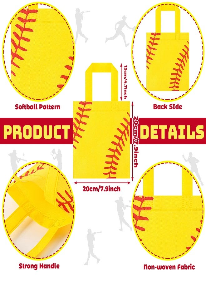 Tondiamo 24 Pcs Softball Goodie Bags - 7.9 x 7.9 Inch Non Woven Gift Bags with Handle for Softball Theme Birthday Party Supplies - Image 2