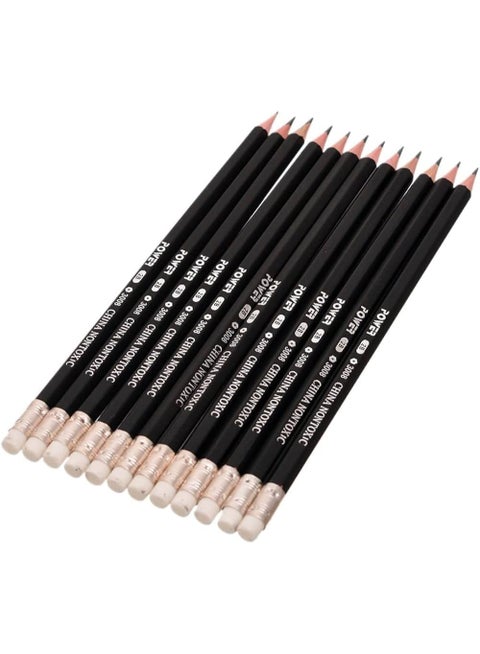Box of Pencils from Power - pack of Dozen 2B - Black with white eraser