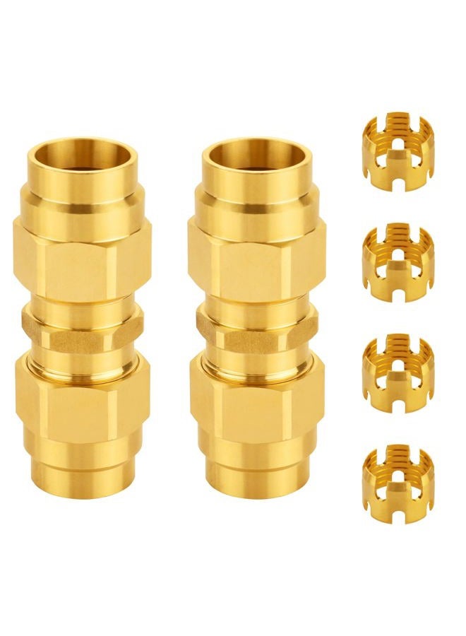 Dazakoot Brass DOT Air Brake End Fitting, 3/8” OD Union Tubing for J1402 Air Brake Hose, Air Brake Hose Fitting for Replace Semi Truck Air Brake System - 2pcs Union Tube & 4pcs Sleeve Tube - Image 1