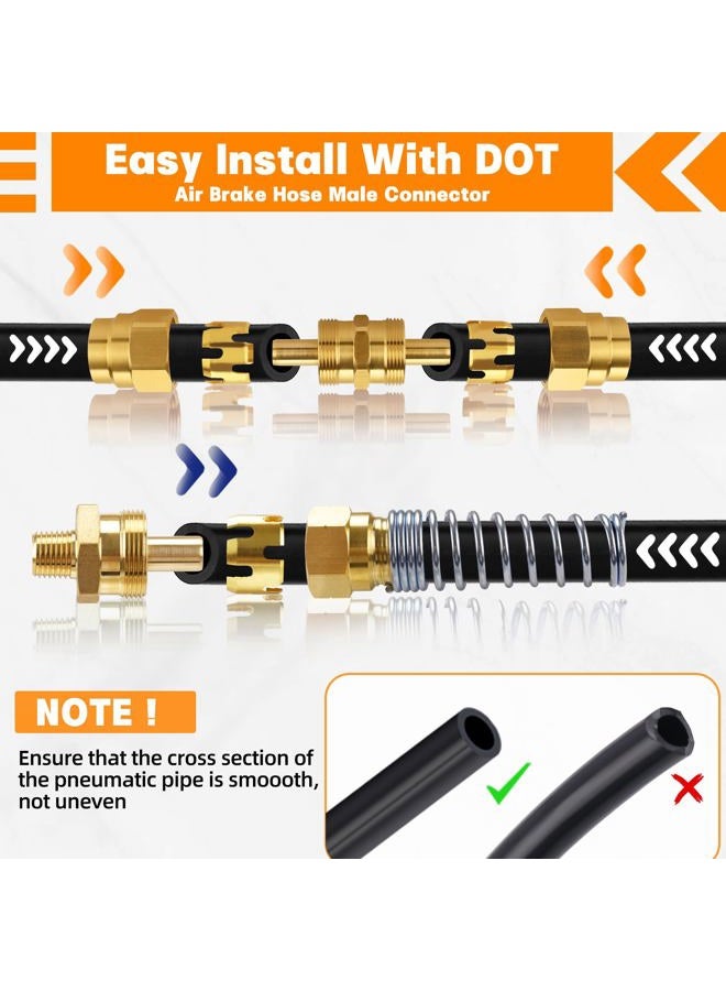 Dazakoot Brass DOT Air Brake End Fitting, 3/8” OD Union Tubing for J1402 Air Brake Hose, Air Brake Hose Fitting for Replace Semi Truck Air Brake System - 2pcs Union Tube & 4pcs Sleeve Tube - Image 3