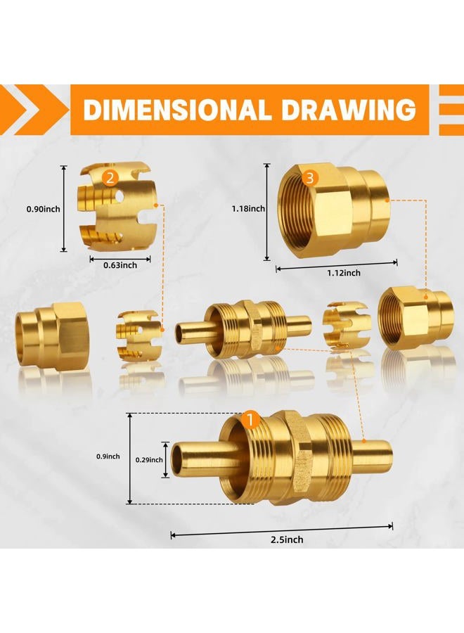 Dazakoot Brass DOT Air Brake End Fitting, 3/8” OD Union Tubing for J1402 Air Brake Hose, Air Brake Hose Fitting for Replace Semi Truck Air Brake System - 2pcs Union Tube & 4pcs Sleeve Tube - Image 4