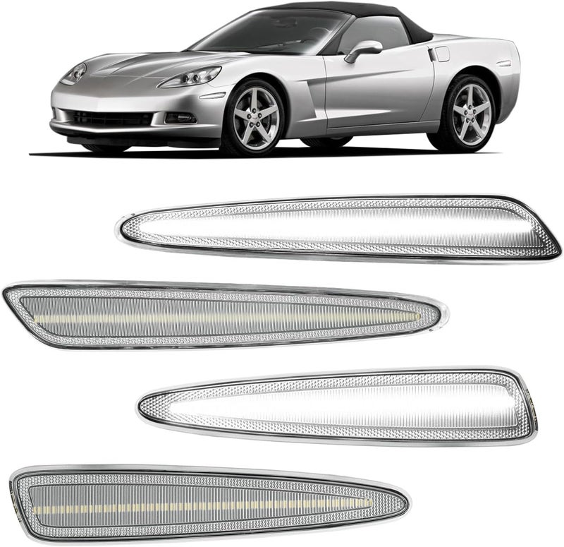 ROCCS 4PCS White LED Side Marker Lights for Chevy Corvette C6 Z06 ZR1 (2005-2013) - Image 1