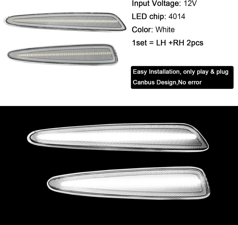 ROCCS 4PCS White LED Side Marker Lights for Chevy Corvette C6 Z06 ZR1 (2005-2013) - Image 3