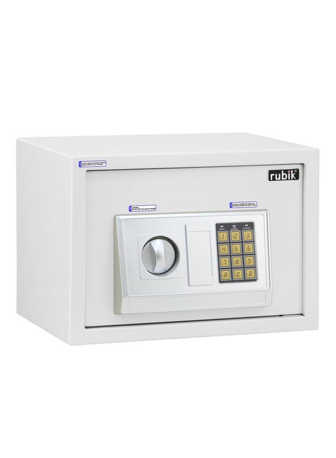 Digital Safe Box with Key and Password, A4 Document Size Safety Deposit Box For Home Office Shop RB25EA (25x35x25cm) White