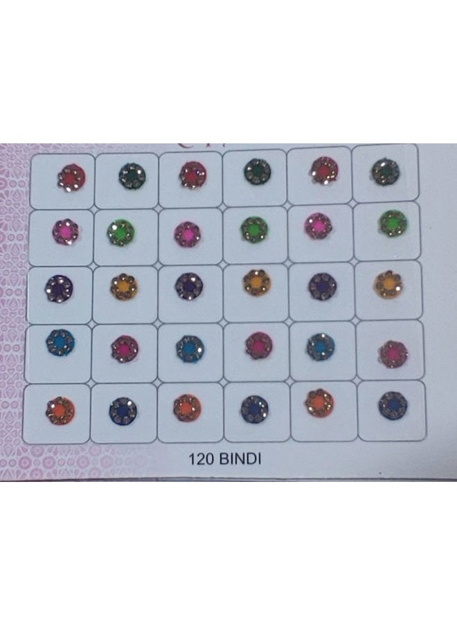 ATCUSA Women Fashion Premium Spiral Book 120 Round bindis | Multicolored | Red | Black | Maroon | Bindi with Crystals - Bridal Forehead Decor / Belly Decor / Stickers for crafts / Temporary Tattoo / Body Art  - Image 2