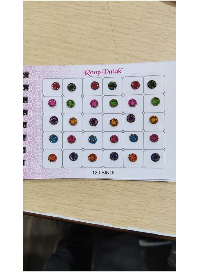 ATCUSA Women Fashion Premium Spiral Book 120 Round bindis | Multicolored | Red | Black | Maroon | Bindi with Crystals - Bridal Forehead Decor / Belly Decor / Stickers for crafts / Temporary Tattoo / Body Art  - Image 4