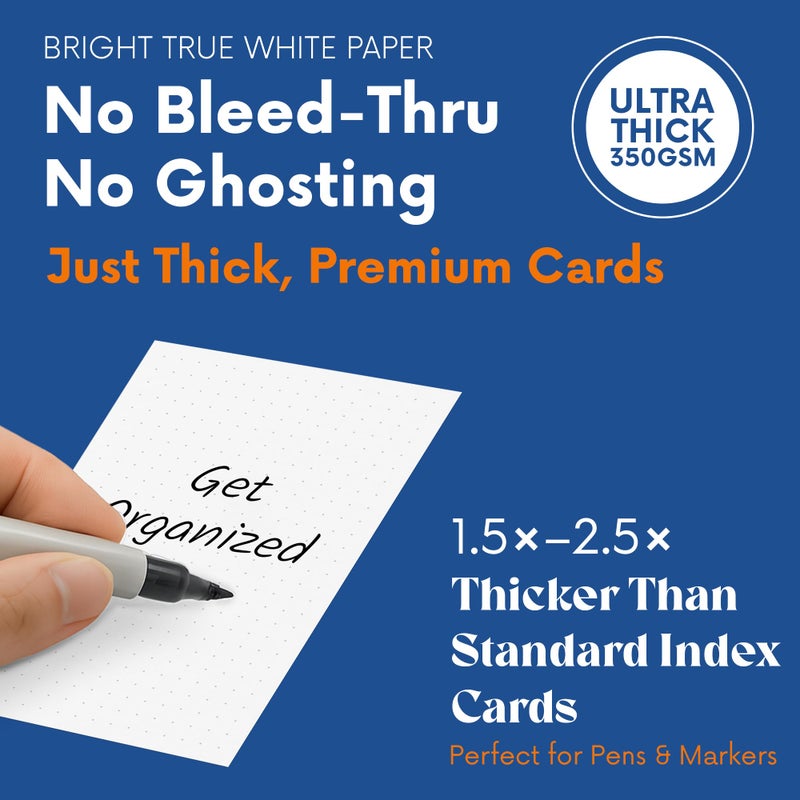 Notsu Dotted Index Cards 3x5 inch (Pack of 50) | Bullet Dot Grid Vertical Index Note Cards, Thick Paper Stock 350 gsm - Image 2