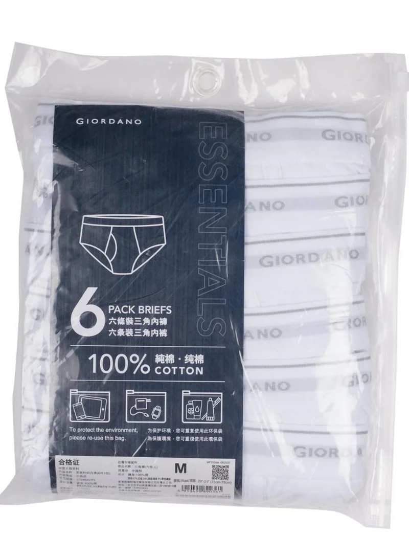 جيوردانو Solid Classic Briefs - White (6-packs)