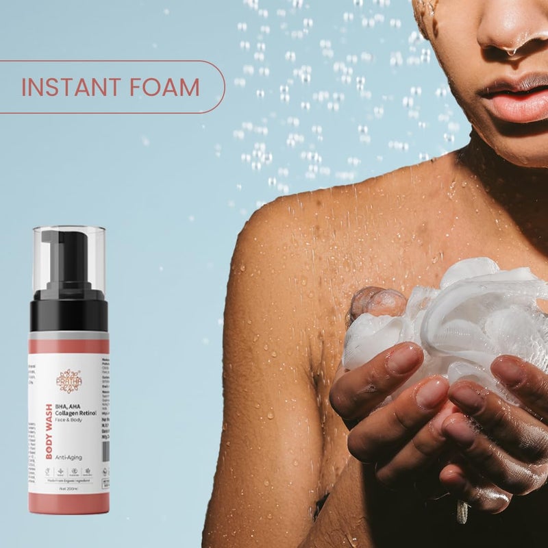 Pratha Anti-Aging Body Wash with BHA, AHA, Collagen, Retinol, Face and Body Cleanser, 200 ml - Image 4