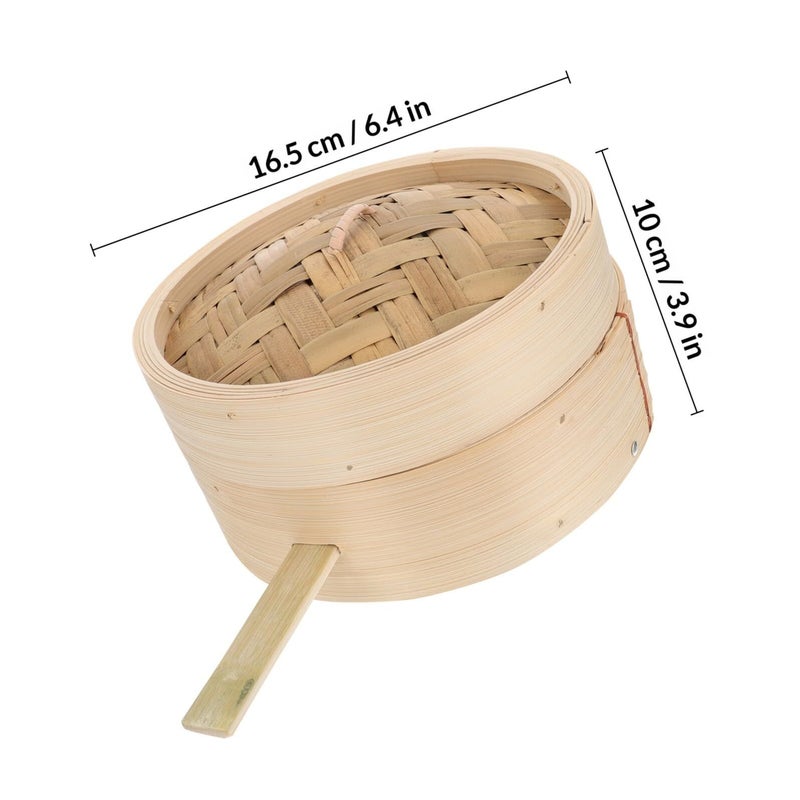 16.5 سم سلة بخار الخيزران مع غطاء للكبة والزلابية والطبخ - Image 3